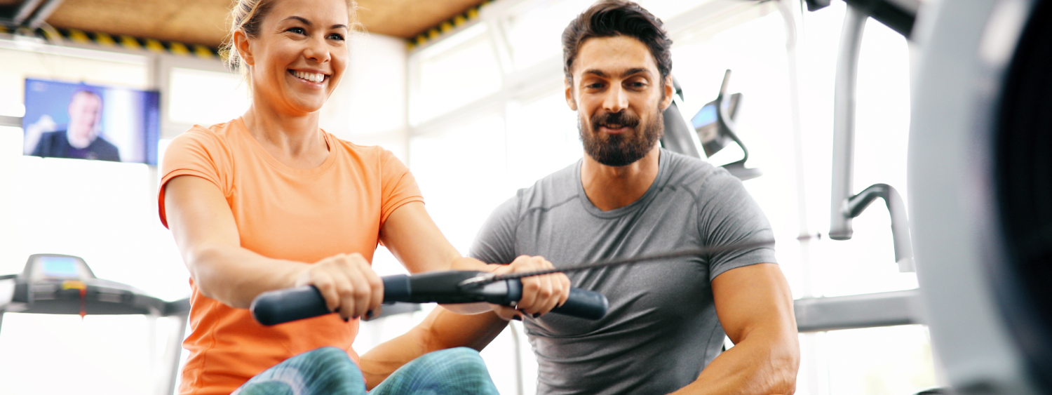 Personal trainer helping